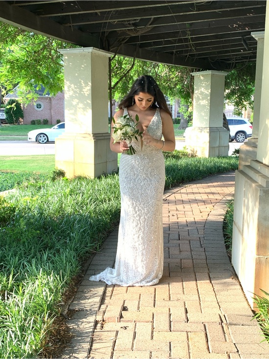 Sherri Hill Dresses & Skirts - Sherri Hill White Beaded V-Neck Prom Gown